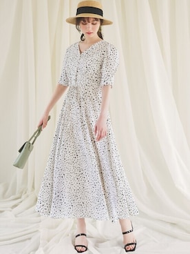 Grl グレイル の ダルメシアン柄フロントボタンvネックワンピース ワンピース Wear