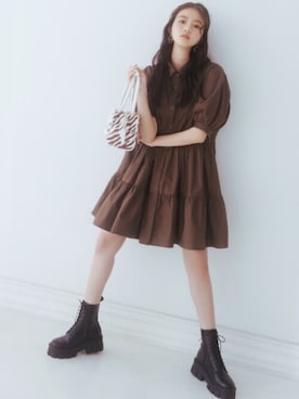 「GRL（グレイル）のアイテム（シャツワンピース）」を使った、GRLグレイル_OFFICIALさん（レディース・157cm）の春コーディネート