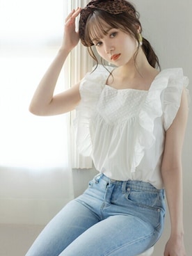 「GRL（グレイル）のアイテム（デニムパンツ）」を使った、GRLグレイル_OFFICIALさん（レディース・161cm）の春コーディネート