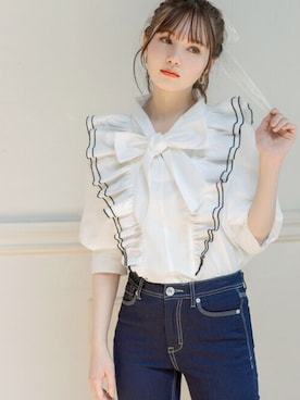 「GRL（グレイル）のアイテム（デニムパンツ）」を使った、GRLグレイル_OFFICIALさん（レディース・161cm）の春コーディネート