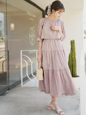 「アイテム（ワンピース/ドレス、パープル系）」を使った、GRLグレイル_OFFICIALさん（レディース・160cm）の春コーディネート