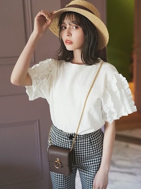 「GRL（グレイル）のアイテム（帽子）」を使った、GRLグレイル_OFFICIALさん（レディース・160cm）の春コーディネート
