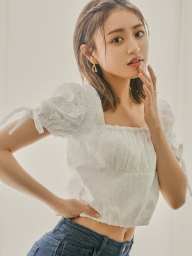 「GRL（グレイル）のアイテム（デニムパンツ）」を使った、GRLグレイル_OFFICIALさん（レディース・157cm）の夏コーディネート