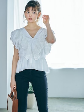 「GRL（グレイル）のアイテム（ピアス（両耳用））」を使った、GRLグレイル_OFFICIALさん（レディース・163cm）の夏コーディネート