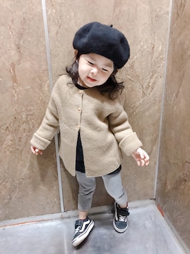 「ZARA KIDS」｜「アイテム（ハンチング/ベレー帽）」を使った、依さん（キッズ・90cm）の冬コーディネート