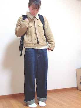 「RETRO GIRL（レトロガール）のアイテム（牛仔裤、ブルー系）」を使った、yayawawaさん（レディース・153cm）の春コーディネート