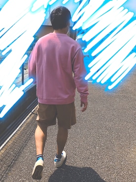 「THE SHOP TK （ザ ショップ ティーケー ）のハイカウント裏毛スウェット／トレーナー／ユニセックスでオススメ！！（运动衫、ピンク系）」を使った、yayawawaさん（レディース・153cm）の春コーディネート