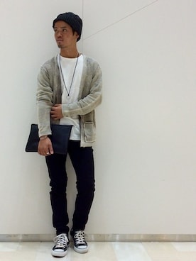 「アイテム（クラッチバッグ）」を使った、ryoumaさん（メンズ・170cm）の秋コーディネート
