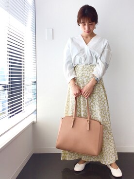 nabeshimaさんの「ハナクルミボタンＡラインスカート　828989」を使ったコーディネート