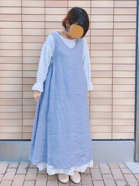 「サマンサモスモス」｜「アイテム（スリッポン）」を使った、さわこさん（レディース・155cm）の春コーディネート