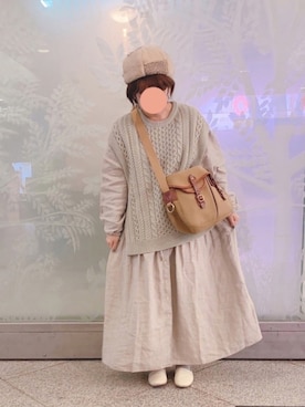 「サマンサモスモス」｜「アイテム（スリッポン）」を使った、さわこさん（レディース・155cm）の冬コーディネート