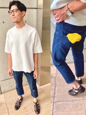「NANO universe（ナノユニバース）のアイテム（サンダル）」を使った、NONEさん（メンズ・168cm）の秋コーディネート