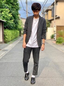 「UNIQLO（ユニクロ）のエアリズムコットンオーバーサイズTシャツ（5分袖）（Tシャツ/カットソー）」を使った、marさん（メンズ・180cm）の夏コーディネート