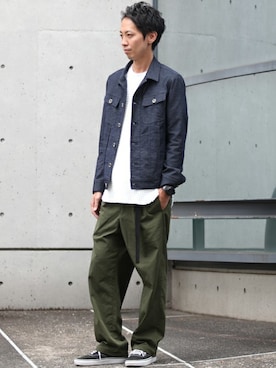 「MEN'S MELROSE（メンズメルローズ）のアイテム（スラックス）」を使った、ケンさん（メンズ・176cm）の秋コーディネート