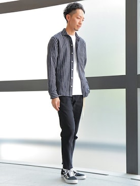 「MEN'S MELROSE（メンズメルローズ）のアイテム（スラックス）」を使った、ケンさん（メンズ・176cm）の夏コーディネート