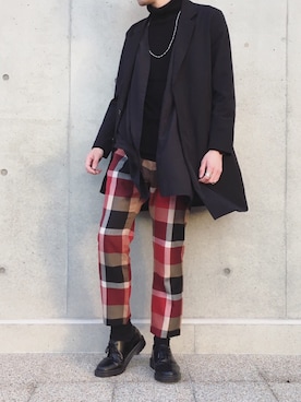 「BLACK LABEL CRESTBRIDGE（ブラックレーベル・クレストブリッジ）のアイテム（スラックス）」を使った、택시(テクシ)さん（メンズ・178cm）の冬コーディネート