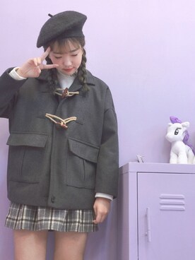 「OLDMICKEY （オールドミッキー）のアイテム（ダッフルコート）」を使った、oldmickey_jpさん（レディース・162cm）の冬コーディネート