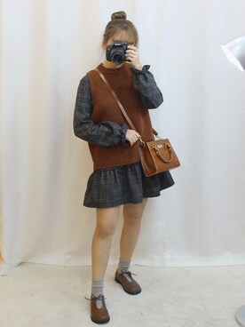「OLDMICKEY （オールドミッキー）のアイテム（ベスト）」を使った、oldmickey_jpさん（レディース・162cm）の冬コーディネート