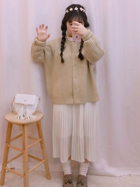 「OLDMICKEY （オールドミッキー）のアイテム（カーディガン/ボレロ）」を使った、oldmickey_jpさん（レディース・154cm）の冬コーディネート