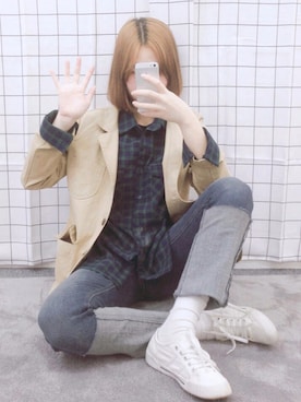 「OLDMICKEY （オールドミッキー）のアイテム（その他アウター）」を使った、oldmickey_jpさん（レディース・162cm）の春コーディネート
