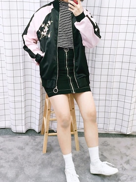 「OLDMICKEY （オールドミッキー）のアイテム（ブルゾン）」を使った、oldmickey_jpさん（レディース・160cm）の春コーディネート