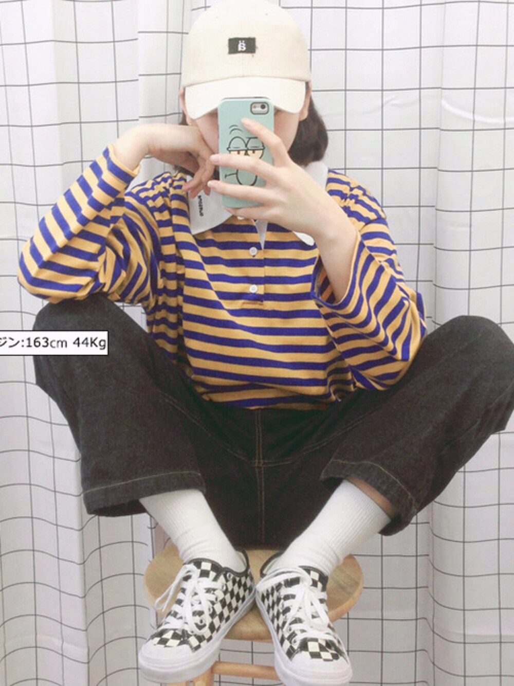 「パンツ、カジュアル、シンプル、プチプラ、パンツスタイル、春コーデ、ラクチンコーデ、韓国ファッション、オールドミッキー、oldmickey」｜「OLDMICKEY のレトロハイウエスト8分丈ワイドパンツ(P000BKEF)（その他パンツ、ブラック系）」を使った、oldmickey_jpさん（レディース・163cm）の春コーディネートの1枚目の写真