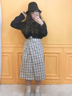 「OLDMICKEY （オールドミッキー）のアイテム（スカート）」を使った、oldmickey_jpさん（レディース・153cm）の春コーディネート