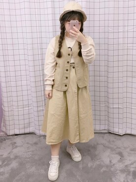 「OLDMICKEY （オールドミッキー）のアイテム（ベスト）」を使った、oldmickey_jpさん（レディース・162cm）の春コーディネート