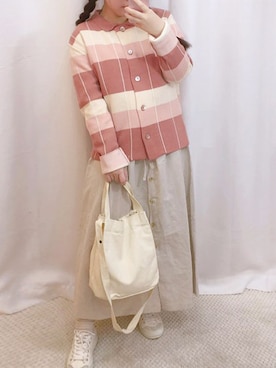 「OLDMICKEY （オールドミッキー）のアイテム（カーディガン/ボレロ）」を使った、oldmickey_jpさん（レディース・162cm）の春コーディネート
