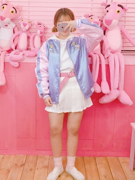 「OLDMICKEY （オールドミッキー）のアイテム（スタジャン）」を使った、oldmickey_jpさん（レディース・156cm）の春コーディネート
