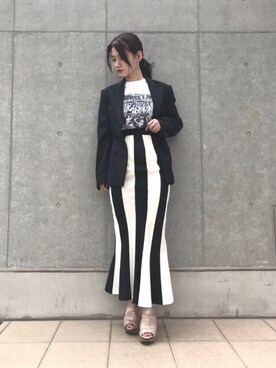 「白トップス」｜「アイテム（ジャケット/アウター）」を使った、saito mayuさん（レディース・159cm）の夏コーディネート