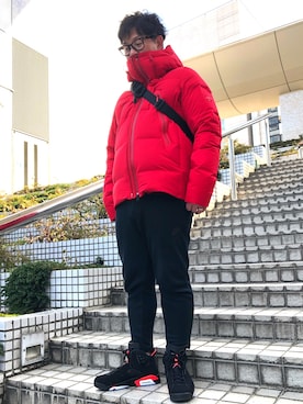 「エアジョーダン」｜「アイテム（ダウンジャケット/コート）」を使った、Nori.Mさん（メンズ・168cm）の冬コーディネート