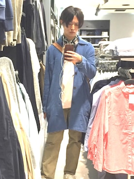 「spring」｜「アイテム（ステンカラーコート）」を使った、りゅーさん（メンズ・170cm）の春コーディネート