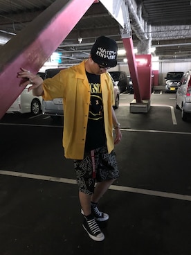 「カモ柄」｜「アイテム（アクセサリー）」を使った、a.k.a集合場所さん（メンズ・180cm）の夏コーディネート