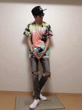 「KINGSIZE（キングサイズ）のアイテム」を使った、a.k.a集合場所さん（メンズ・180cm）の春コーディネート