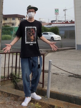 「KINGSIZE（キングサイズ）のアイテム」を使った、a.k.a集合場所さん（メンズ・180cm）の夏コーディネート