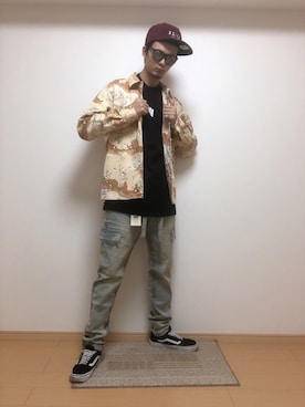 「KINGSIZE（キングサイズ）のアイテム」を使った、a.k.a集合場所さん（メンズ・180cm）の秋コーディネート