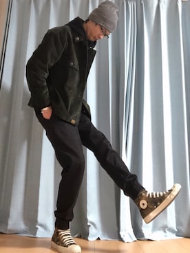 「おでかけ」｜「アイテム（その他アウター）」を使った、a.k.a集合場所さん（メンズ・180cm）の冬コーディネート