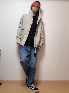 「KINGSIZE（キングサイズ）のアイテム」を使った、a.k.a集合場所さん（メンズ・180cm）の春コーディネート