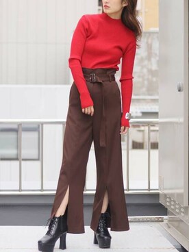 「モード系」｜Avvenente staffさん（レディース・160cm）の冬コーディネート