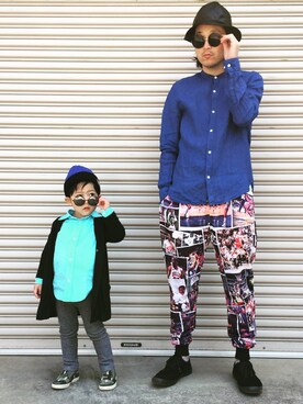 「WEGO（ウィゴー）のアイテム（ハット、ブラック系）」を使った、Aratanayu-kiさん（キッズ・110cm）の秋コーディネート