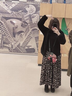 「Desigual（デシグアル）のアイテム（ボディバッグ/ウエストポーチ）」を使った、のんちさん（レディース・152cm）の冬コーディネート