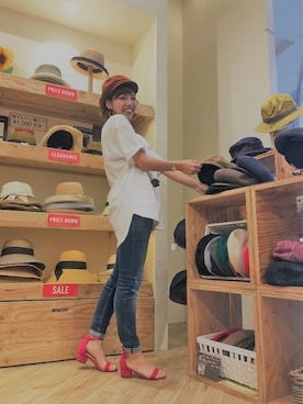 「アイテム（キャスケット）」を使った、14+ イオンモールりんくう泉南店 スタッフさん（レディース・157cm）の夏コーディネート