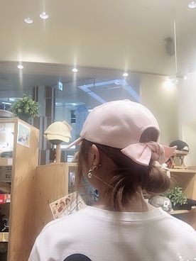 「リボンキャップ」｜14+ イオンモールりんくう泉南店 スタッフさん（レディース・150cm）の夏コーディネート