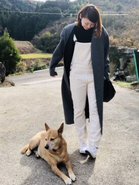 「rps（アールピーエス）のアイテム（サロペット/オーバーオール）」を使った、mさん（レディース・163cm）の冬コーディネート