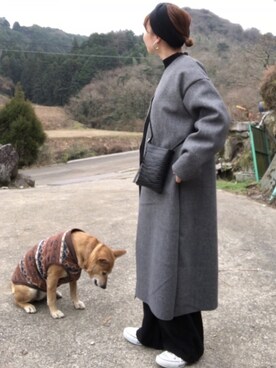 「DHOLIC STYLE（ディーホリックスタイル）のアイテム（ノーカラージャケット）」を使った、mさん（レディース・163cm）の冬コーディネート