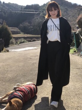 「GRL（グレイル）のリバーロングコート（その他アウター）」を使った、mさん（レディース・163cm）の冬コーディネート