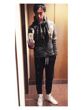 「Abercrombie&Fitch（アバークロンビーアンドフィッチ）のアイテム（カーディガン/ボレロ）」を使った、cullinanさん（メンズ・174cm）の冬コーディネート