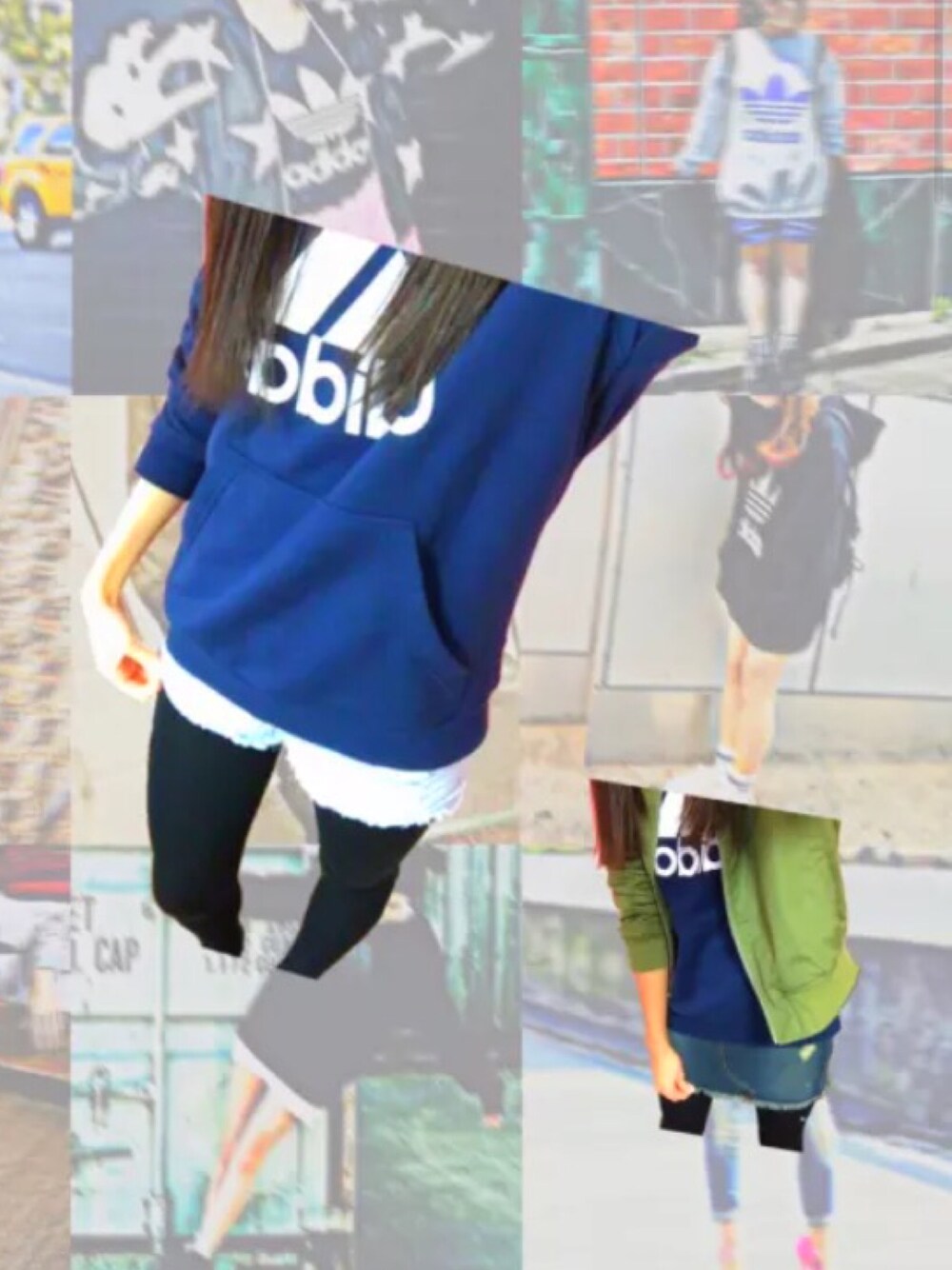 「スポーツミックス、ストリート、ショートパンツ、MA-1、パーカー、adidas」｜「adidasのアイテム（パーカー、ブルー系）」を使った、ゆりさん（レディース・163cm）の冬コーディネートの1枚目の写真