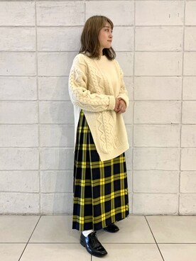 「スリット」｜「アイテム（その他シューズ）」を使った、sawadaさん（レディース・157cm）の秋コーディネート